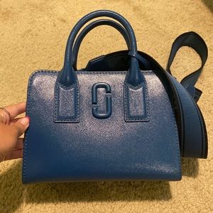 Marc Jacobs Blue Leather Double J Top-Handle Shoulder Bag